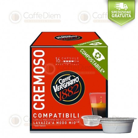 Capsule Compostabili Vergnano 256 CREMOSO Compatibili Lavazza* A Modo Mio*