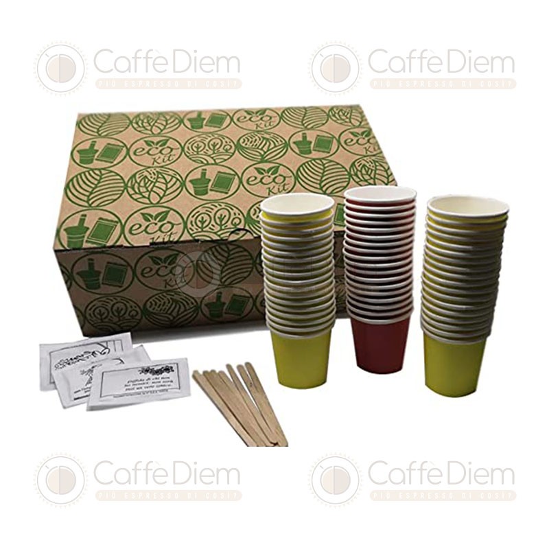 Accessori per caffè Ecologico: 150 Bicchierini di Carta, Zucchero