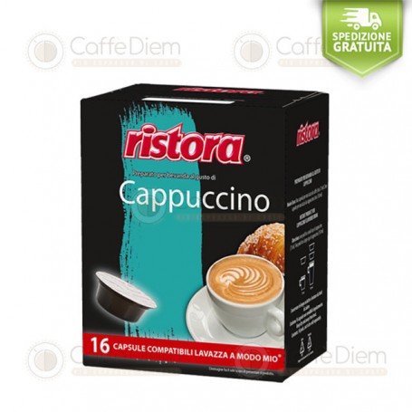 Ristora Cappuccino - Pack of 16 Capsules Compatible with Lavazza A Modo Mio Coffee Machine